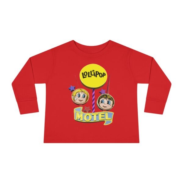 Toddler Long Sleeve Tee with Retro Lollipop Motel Design, Kids Casual Top