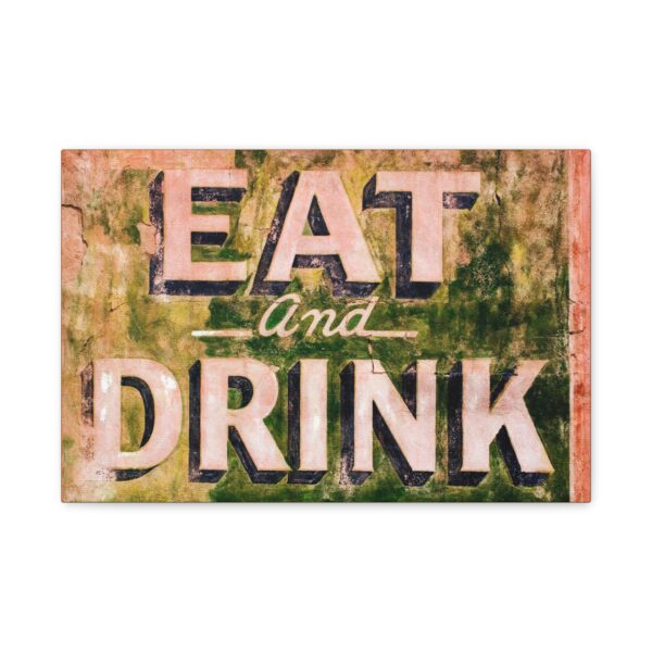 Retro Eat & Drink Sign Canvas Wall Art, Home Kitchen Wall Decor, Gift for Cooks