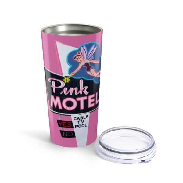 Pink Motel Neon Sign for Road Trippers, Retro Tumbler 20oz, Travel Mug