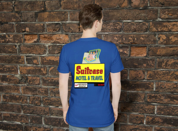 Suitcase Motel, Back side printed, Vintage neon sign unisex softstyle T-shirt