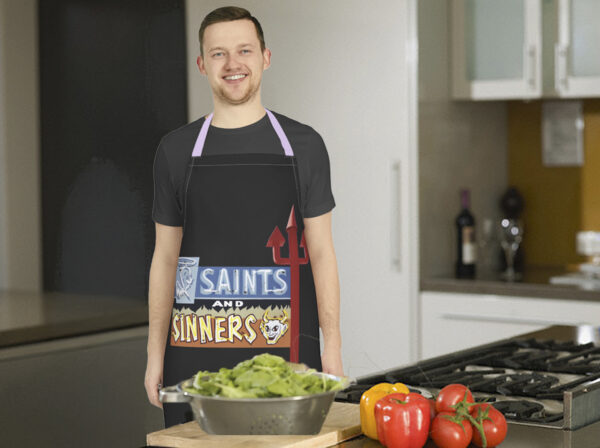 Cooking Apron: Saints and Sinners Design, Gift for Chefs, Kitchen Decor, Naughty Chefs