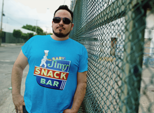 Baby Jim’s Snack Bar in NC: Vintage neon sign unisex softstyle T-shirt