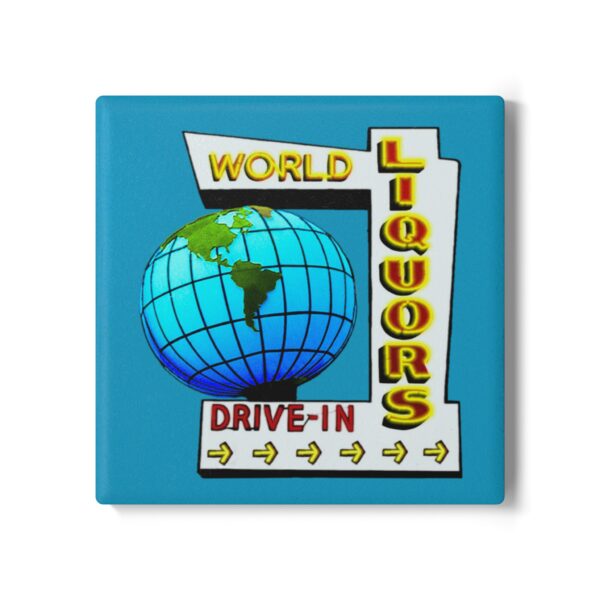 Ceramic Coaster, Retro Vintage Sign Drink Mat, World Liquors neon sign in FL