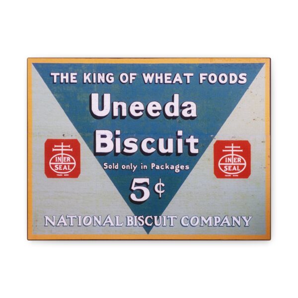 Retro Uneeda Bisquit Sign Canvas Wall Art, Home Kitchen Wall Decor, Gift for Cooks