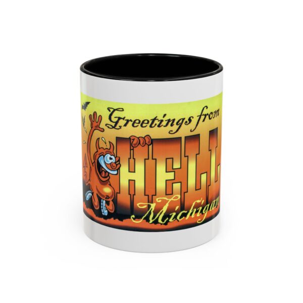 Retro-Inspired Accent Coffee Mug, Welcome to Hell Michigan Design, 11oz/15oz Cup