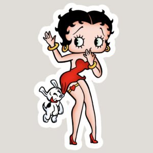 Vintage flapper cartoon character retro graphic stickers