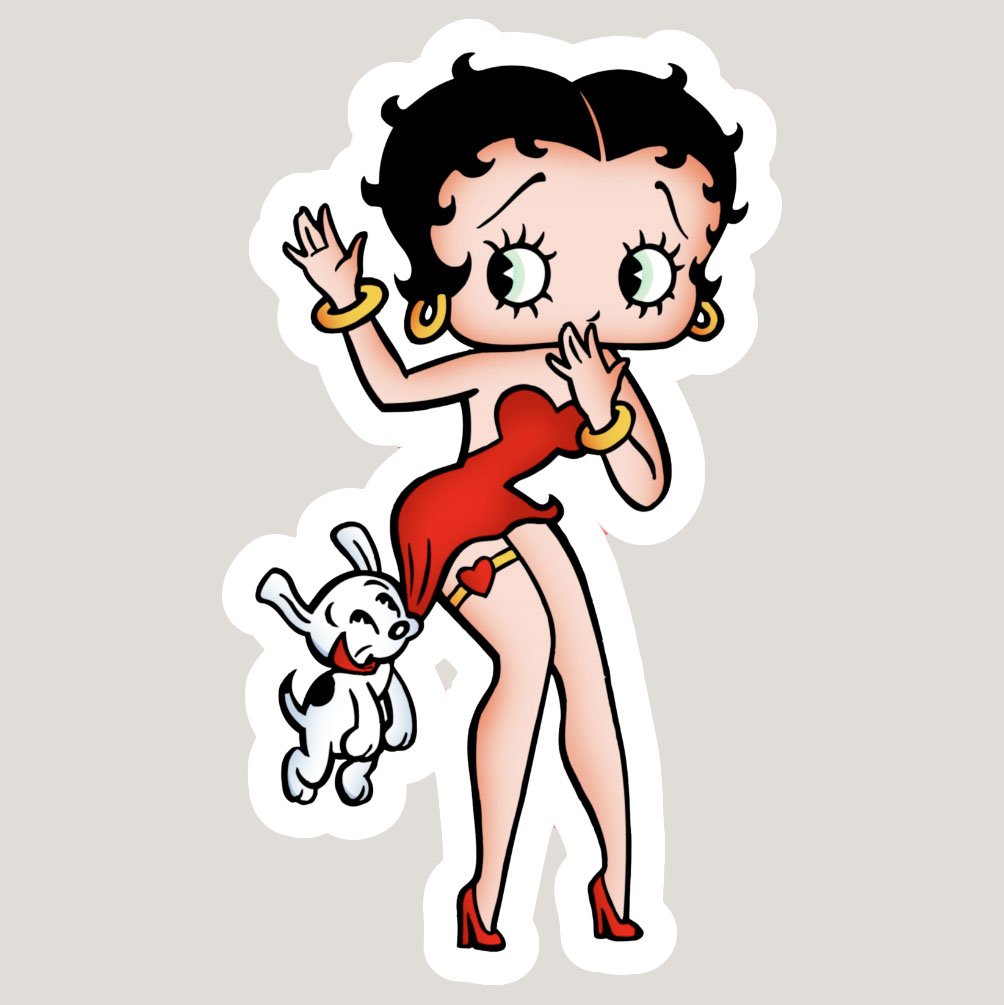 Vintage flapper cartoon character retro graphic stickers