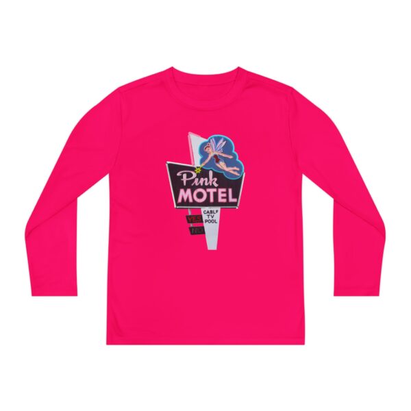 Youth Long Sleeve Retro Pink Motel Tee, Fun Graphic Tee for Kids & Young Teens