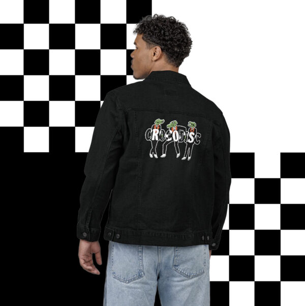 Embroidered Denim Jacket - Retro SKA Music Crocodile Design