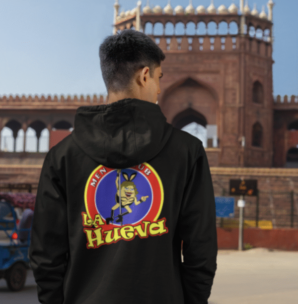 La Hueva Mens Club Hoodie, Funny Sweatshirt for Gift, Trendy, Back Side Printed