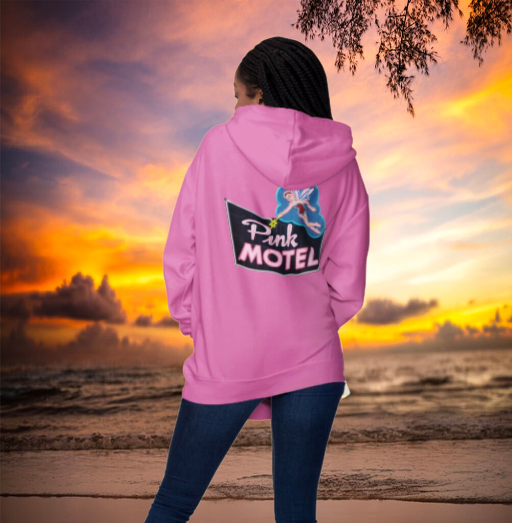 Pink Motel hoodie back view, Cherokee North Carolina