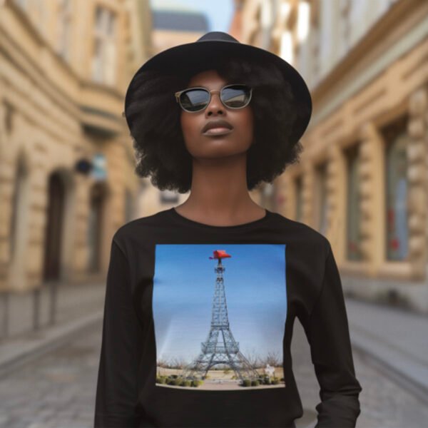 Paris Texas Eiffel Tower with cowboy hat graphic on t-shirt