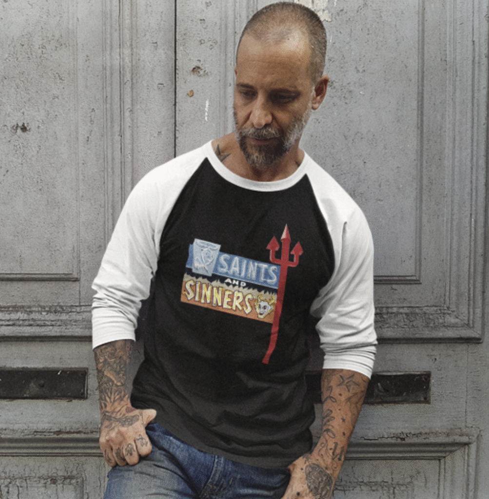 Saints and Sinners raglan tshirt, Española, New Mexico