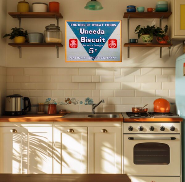 Retro Uneeda Bisquit Sign Canvas Wall Art, Home Kitchen Wall Decor, Gift for Cooks