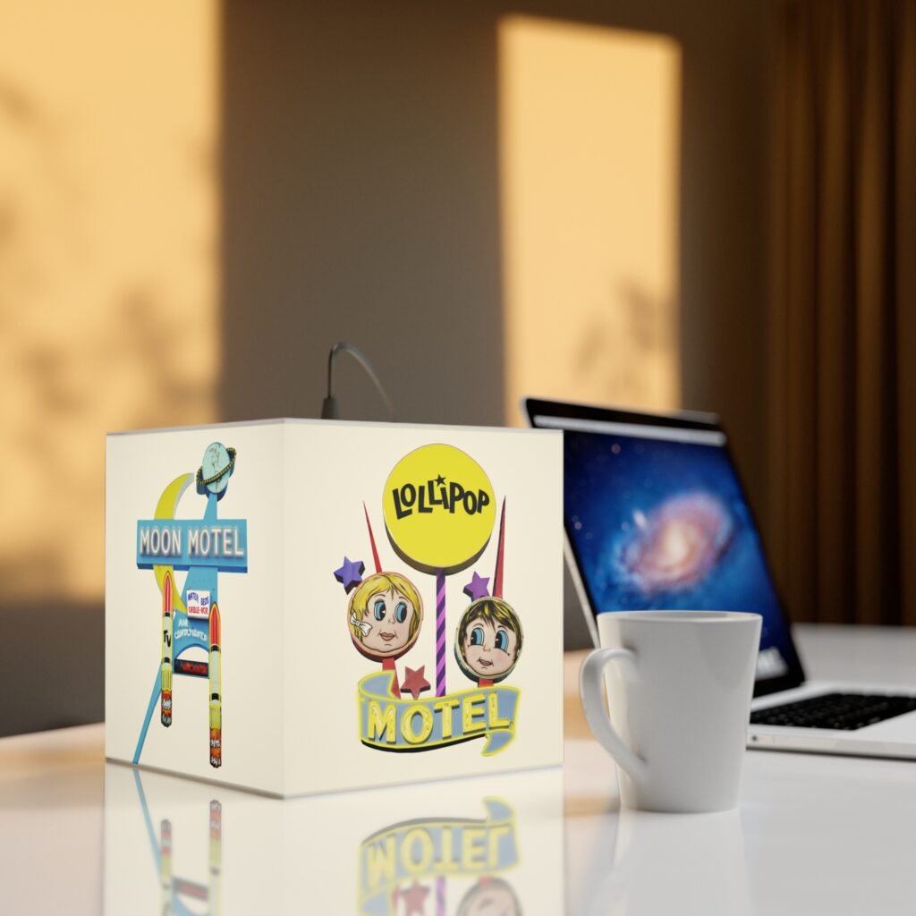 Retro Neon Motel Signs Light Cube Lamp — Vintage Neon Ambience Lamp