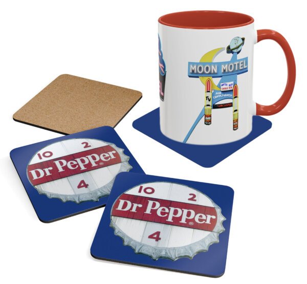 Coaster Set of 4, Vintage Bar Decor, Vintage Dr. Pepper sign