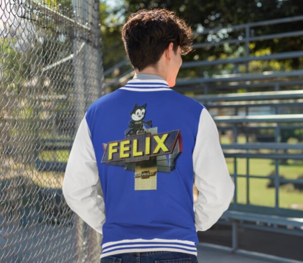 Vintage Felix Cat Sign Unisex Letterman Jacket, Retro Jacket for Nostalgic Vibes, Cool Gift for Travel Lovers