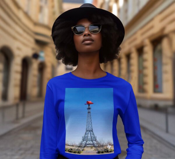 Paris Texas Eiffel Tower Unisex Long Sleeve Tee, Vintage Motel Shirt, Lightweight Casual Top