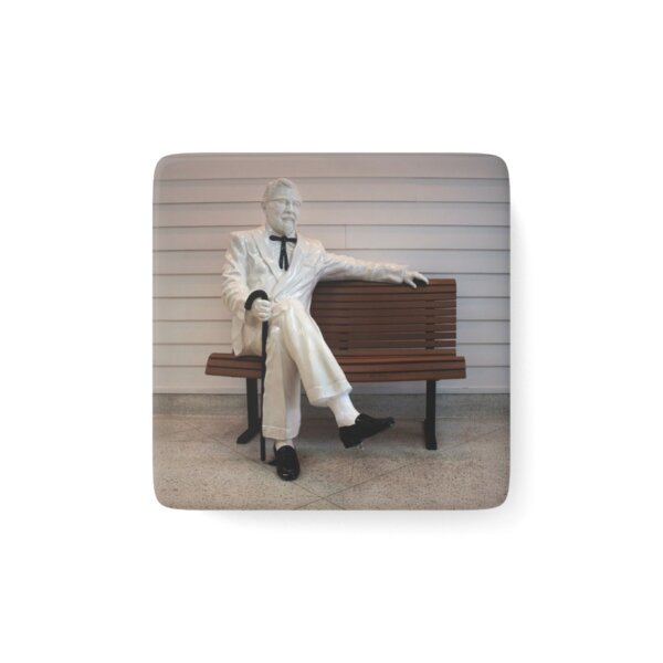 Colonel Sanders Statue Porcelain Magnet | Square