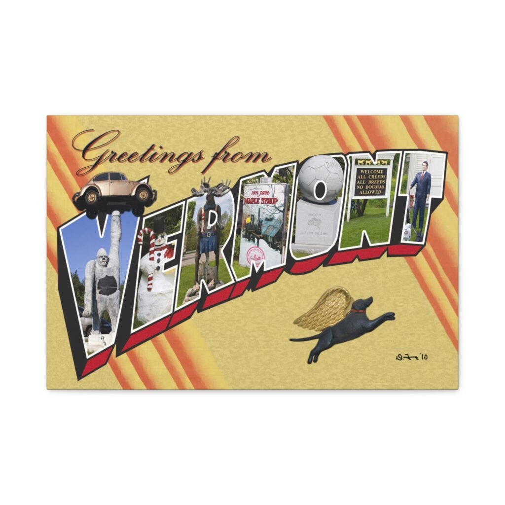 Vermont Retro 'Greetings From Vermont Stretched Canvas Wall Art