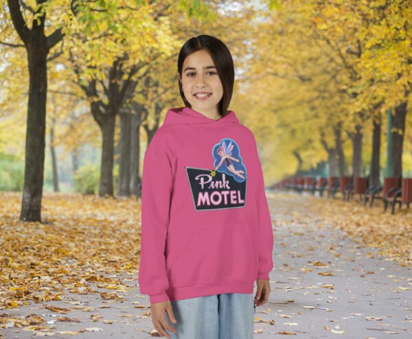 Vintage-Inspired Youth Hooded Sweatshirt, Retro Motel Vibe, Perfect for Teens, Cozy Gift for Birthdays, Travel, Casual Wear, Pink [...]