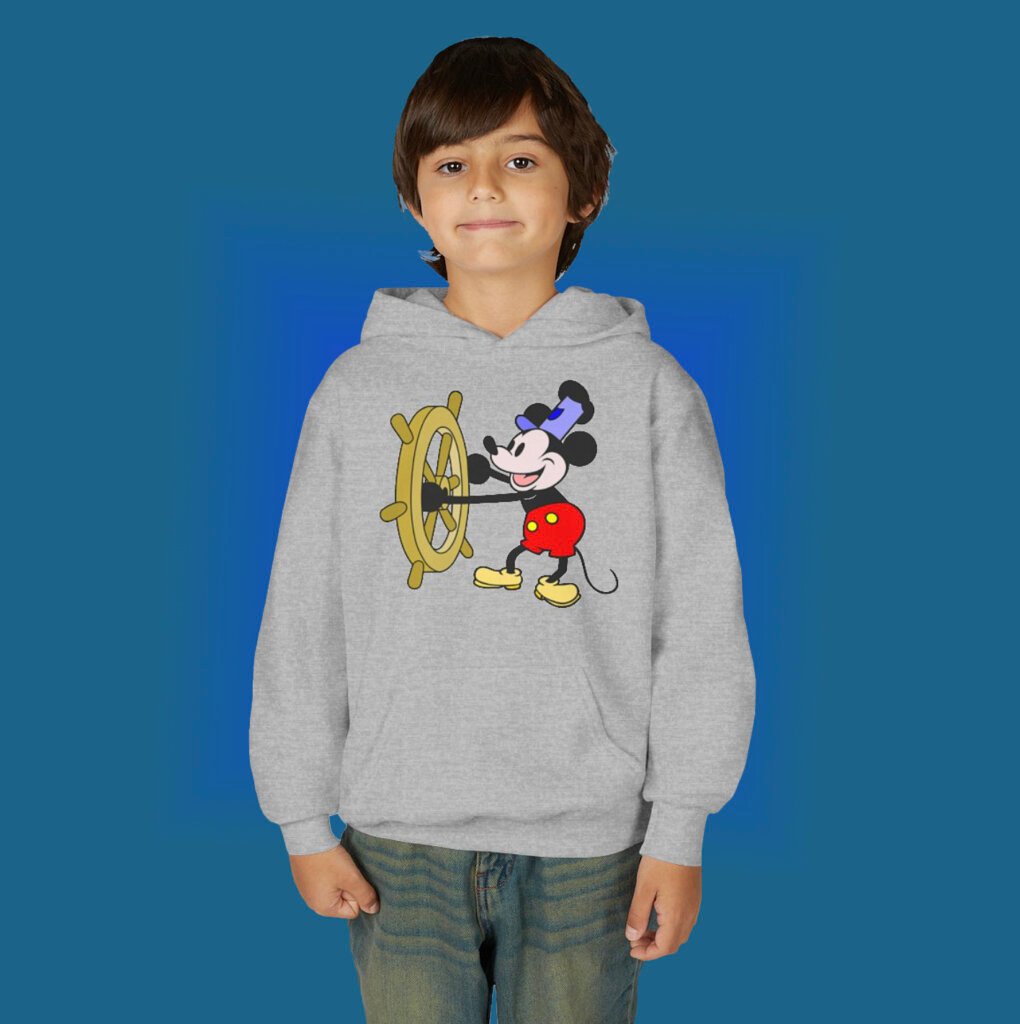 Mickey Mouse Steamboat Willie youth hoodie, public domain