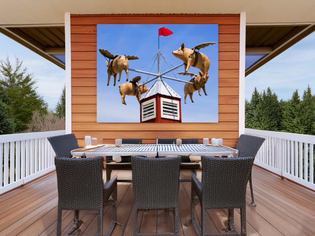 When Pigs Fly Design Canvas Wall Art, Home Kitchen Wall Decor, Gift for Cooks