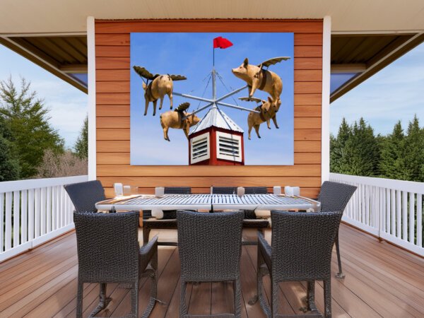 When Pigs Fly Design Canvas Wall Art, Home Kitchen Wall Decor, Gift for Cooks