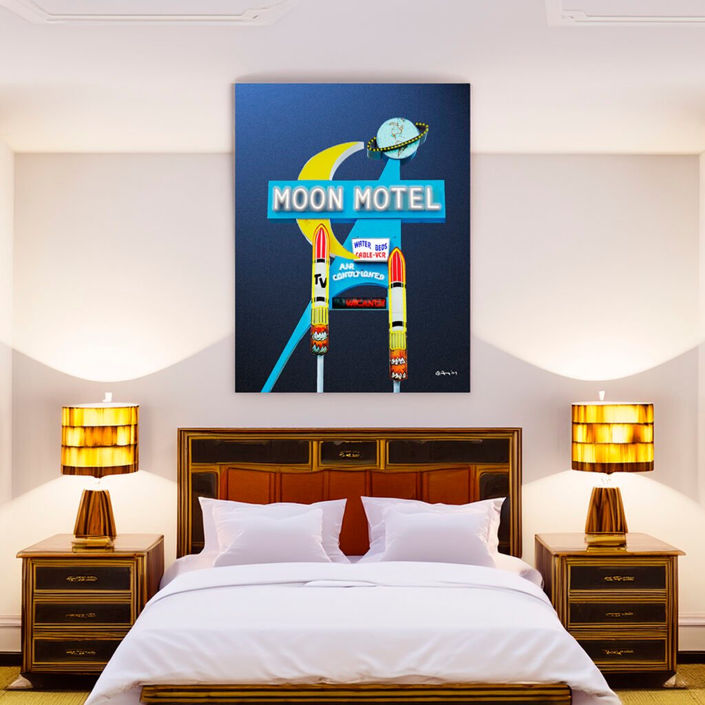 Moon Motel canvas wall art neon sign Howell New Jersey