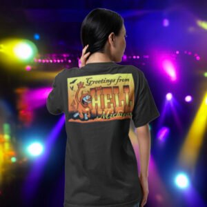 Greetings From Hell, Michigan back print tshirt