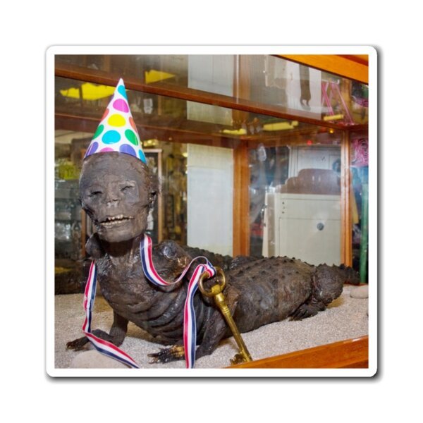 Jake the Alligator Man square magnet, Retro Fridge Decor