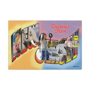 New Jersey Retro 'Greetings From New Jersey' Stretched Canvas Wall Art