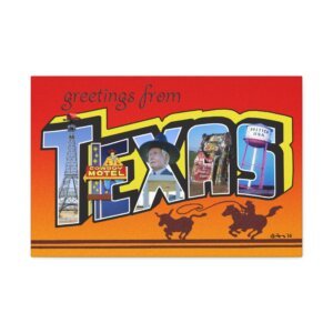 Texas Retro 'Greetings From Texas Stretched Canvas Wall Art
