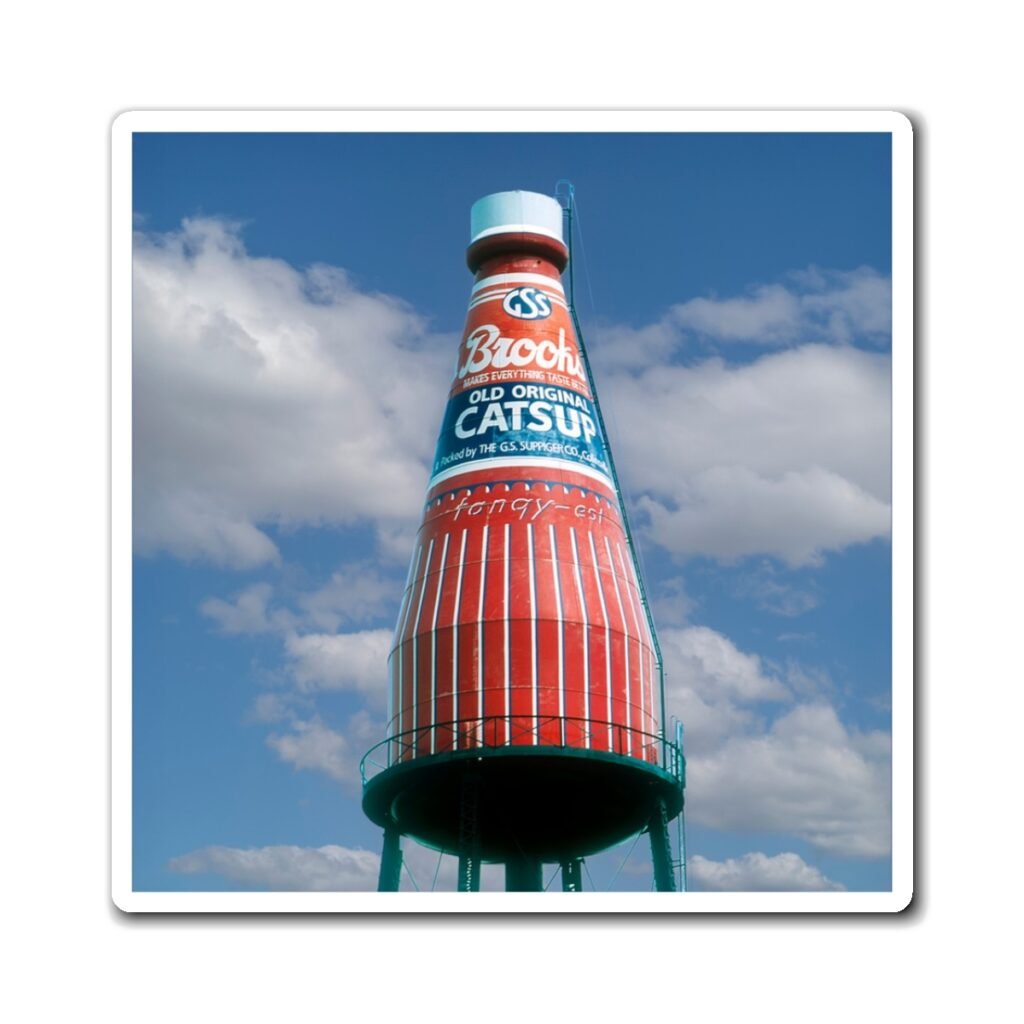 Ketchup Water Tower Magnet. Roadside Condiment.