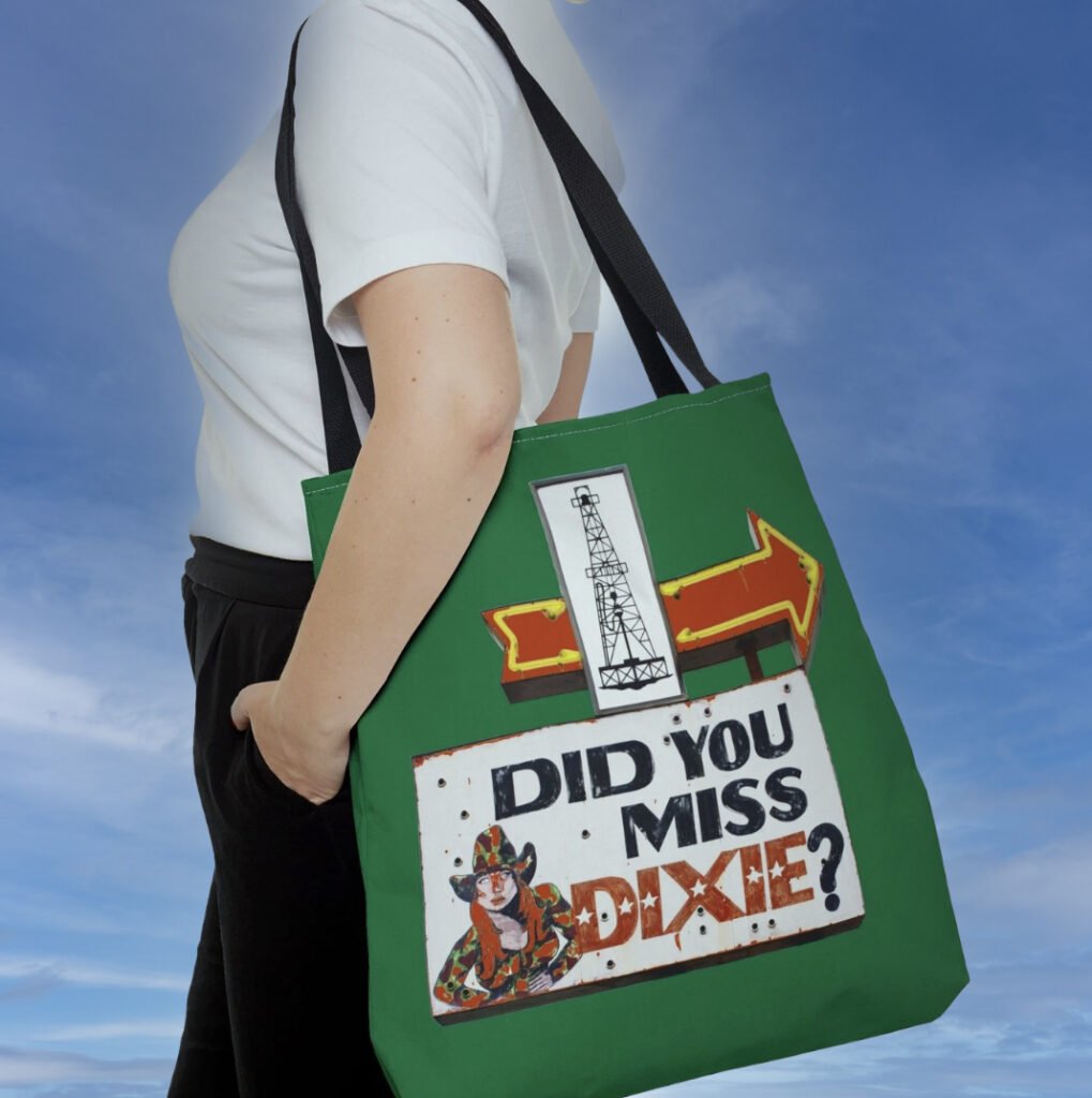 Vintage “Did You Miss Dixie?” roadside sign design with retro Southern travel Americana style
