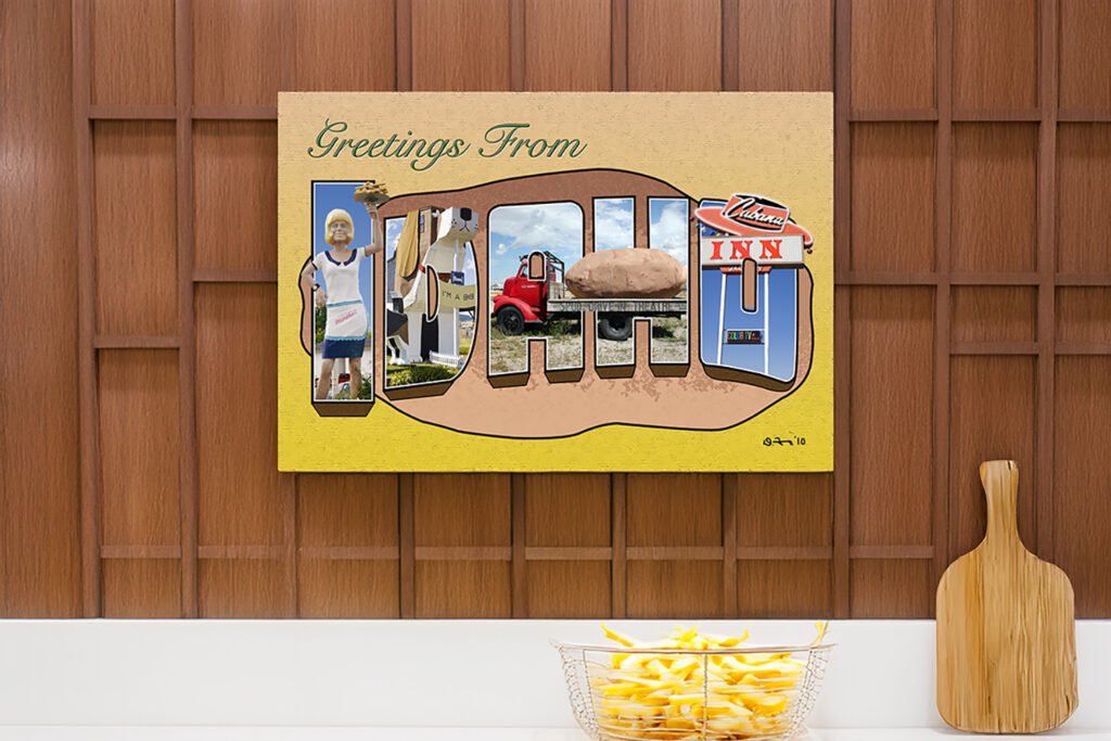 Idaho Retro 'Greetings From Idaho' Stretched Canvas Wall Art