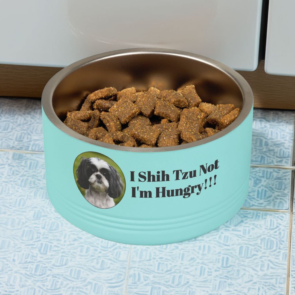 funny dog food bowl shih tzu pun pet feeding bowl humor