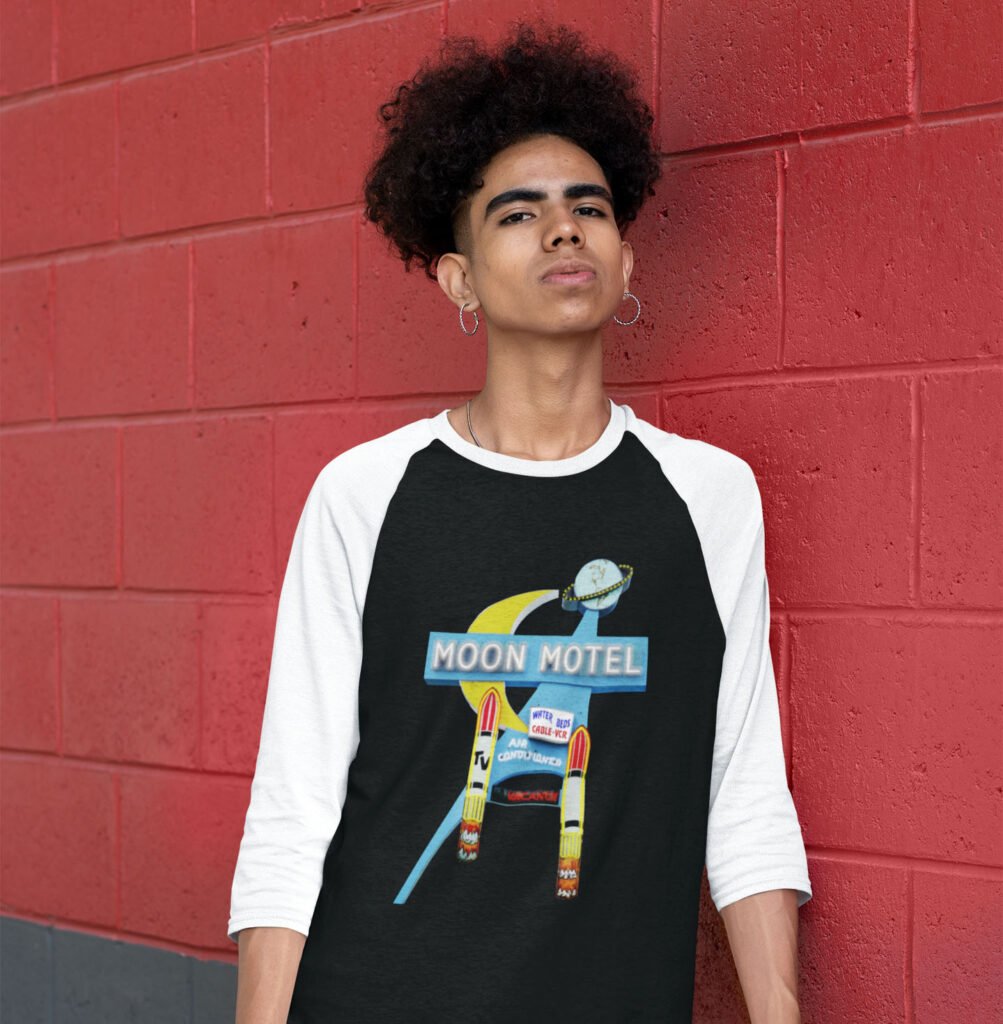 Moon Motel raglan t-shirt neon sign Howell New Jersey