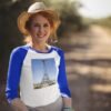 Paris Texas Eiffel Tower with cowboy hat graphic on raglan t-shirt