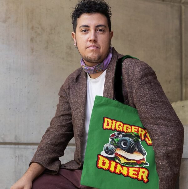 Vintage monster truck diner sign tote bag