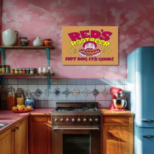 Retro Red’s Roo Bbeer classic roadside diner style art