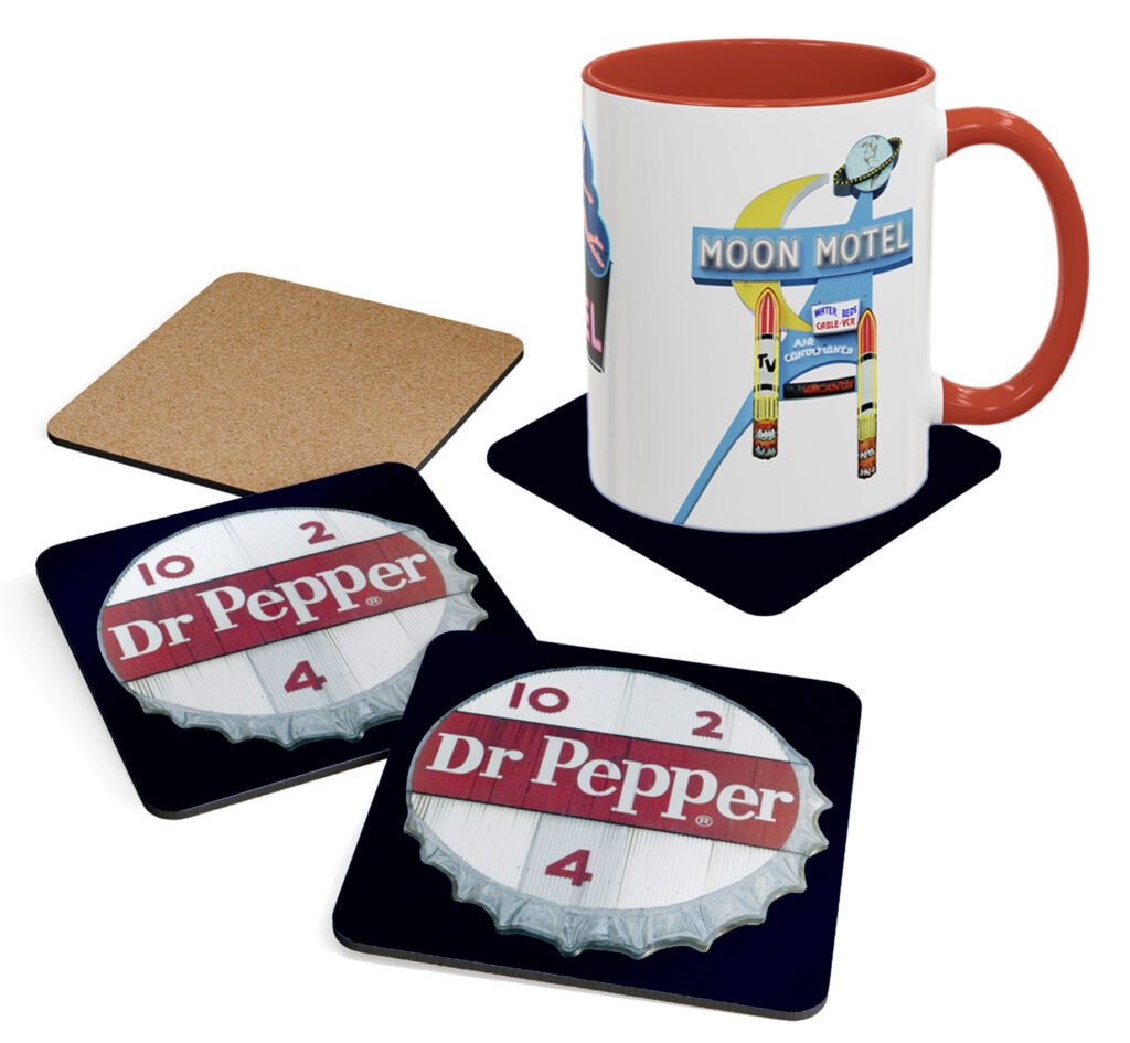 Vintage roadside soda sign porcelain coaster