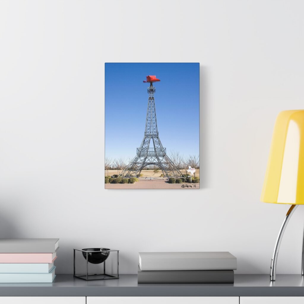 Paris Texas Eiffel Tower with cowboy hat canvas wall art